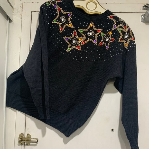 VINTAGE TAMRA EMBELLISHED KNIT COTTON BLEND SWEATERS SIZE L - Picture 8 of 9